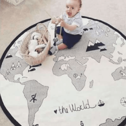 plaWorld Map Play Mats Funny Cartoon Newborn baby Carpet Boy Girl Crawling Blanket Kids Round Maze Game Mat Play Toys
